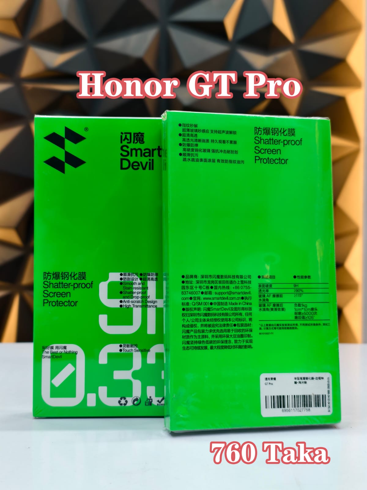 Honor Gt Pro Smart Devil 9H Screen Protector which Contains Two Pieces Of Glass